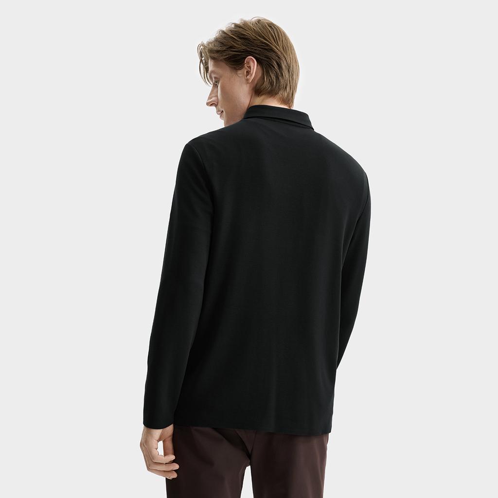 Fila Blue Fashion Simple Classic Basic Casual Business Versatile Comfortable Long Sleeve Knitted Polo Shirt Men Polo Shirts F11M542215FBK