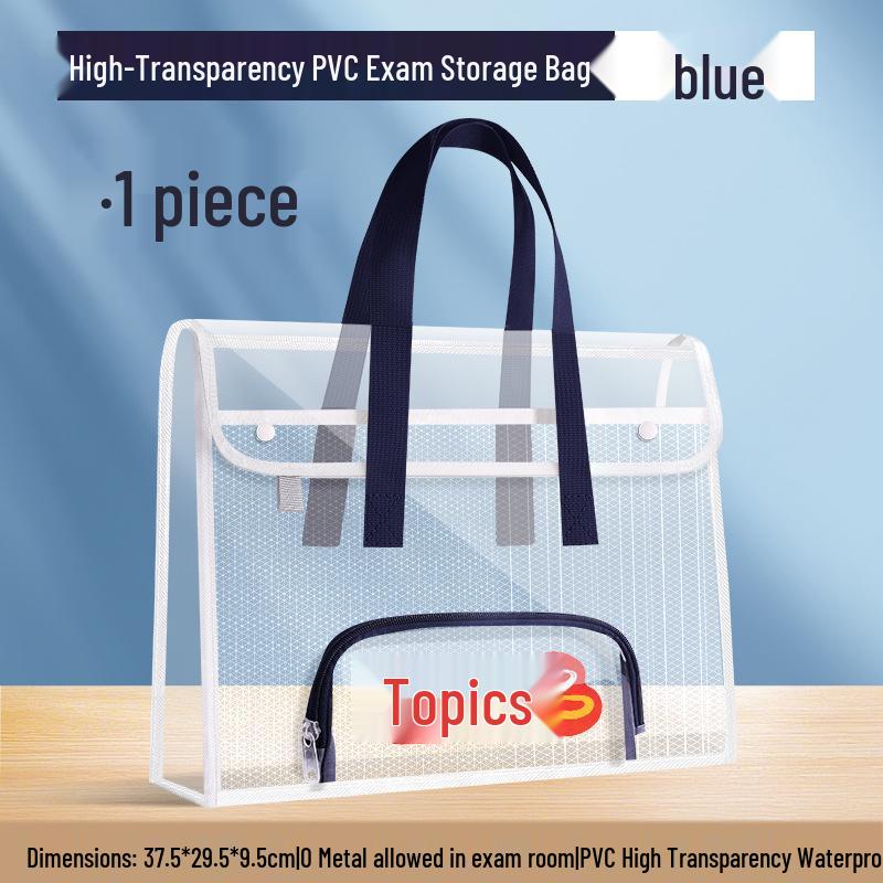 Baiyi Transparent Waterproof PVC Document Handbag - Durable Student Exam and Homework Storage Bag
