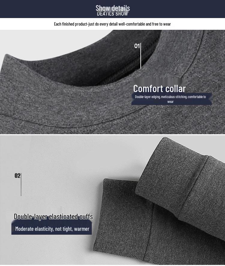 Men's High Neck Cotton Knit Top - Warm Base Layer for Autumn