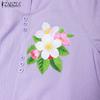 ZANZEA Women Casual Round Neck Short Sleeve Summer Floral Dress