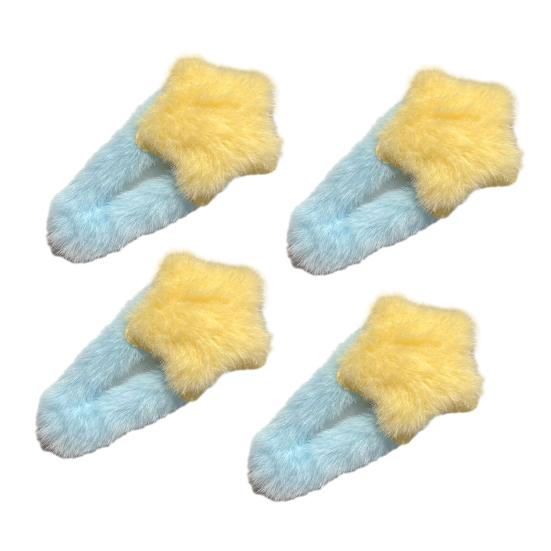 4Pcs Hairpin Plush Star Shape Bang Hair Clamp Kids Warm Autumn Winter Hair Clip Firm Hold No Scratch Hair Accessory