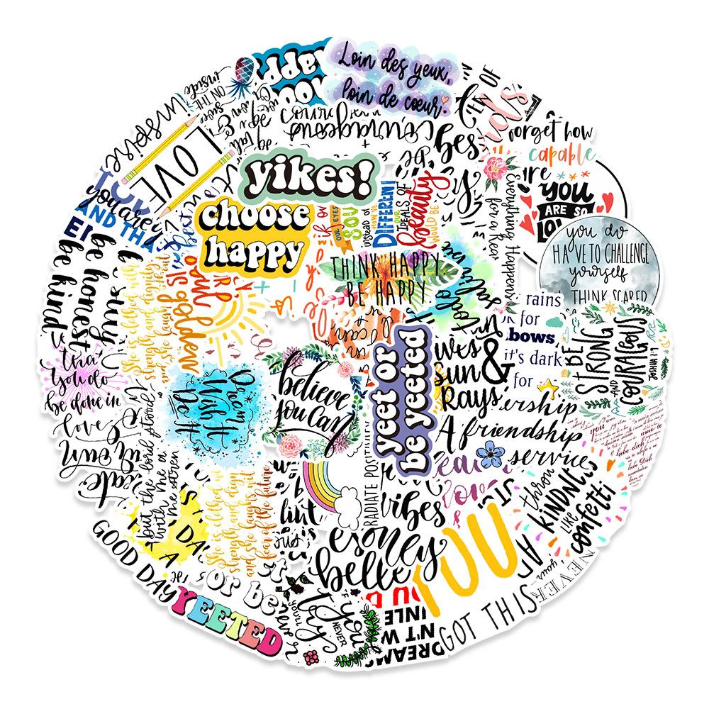 100 English Phrases Graffiti Stickers Laptop Mobile Phone Computer Water Cup Decoration Stickers