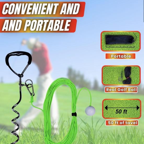 Golf Training Tools for Drivers Irons Golf Swing Training Aid 50ft Rope of Ball Flight Feedback for Beginners To Practice Swing In Backyard