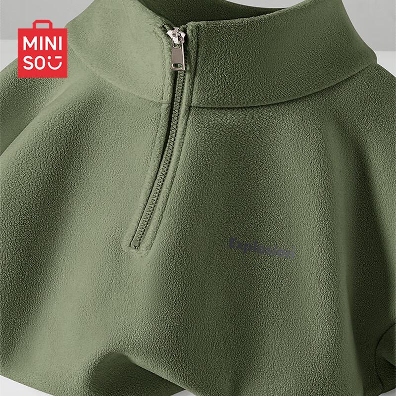 

MINISO Men s Stand-Collar Half-Zip Fleece Lined Winter Sweatshirt 3XL