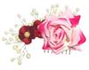 La Belleza Wedding Hair Accessory Tiara | Pearl Crystal Hair Side Comb with Pink and Golden Rose | Floral Hair Crown | Hair clip/Side Pin for Girls