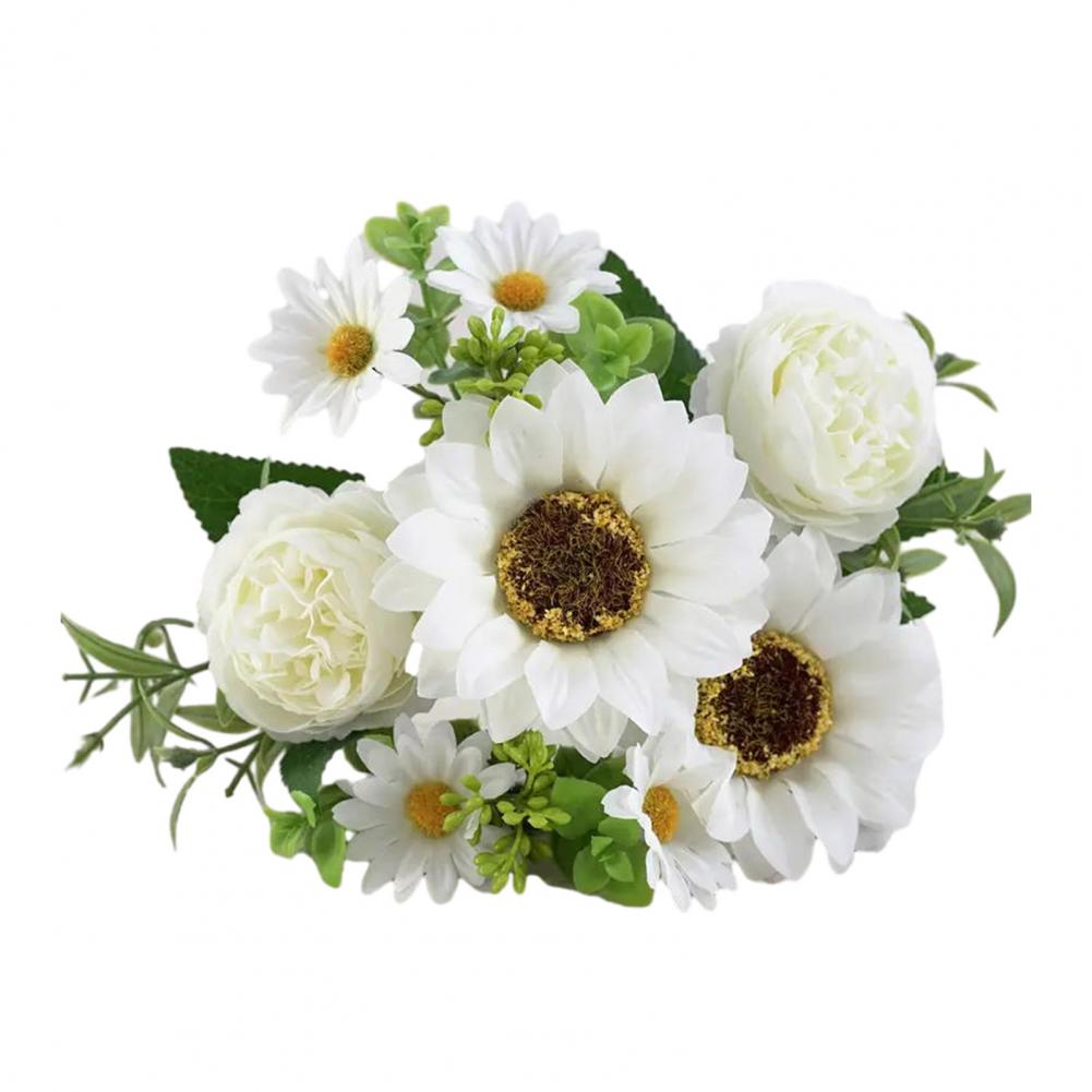 Wedding Bouquet Artificial Artificial Flower Artificial Sunflower Stem Bouquet Realistic Silk Peony Wildflower Arrangement