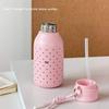 Ins High-value Female Straw Thermos Cup Student Stainless Steel Simple Niche Non-collision Cartoon Portable Thermos Cup