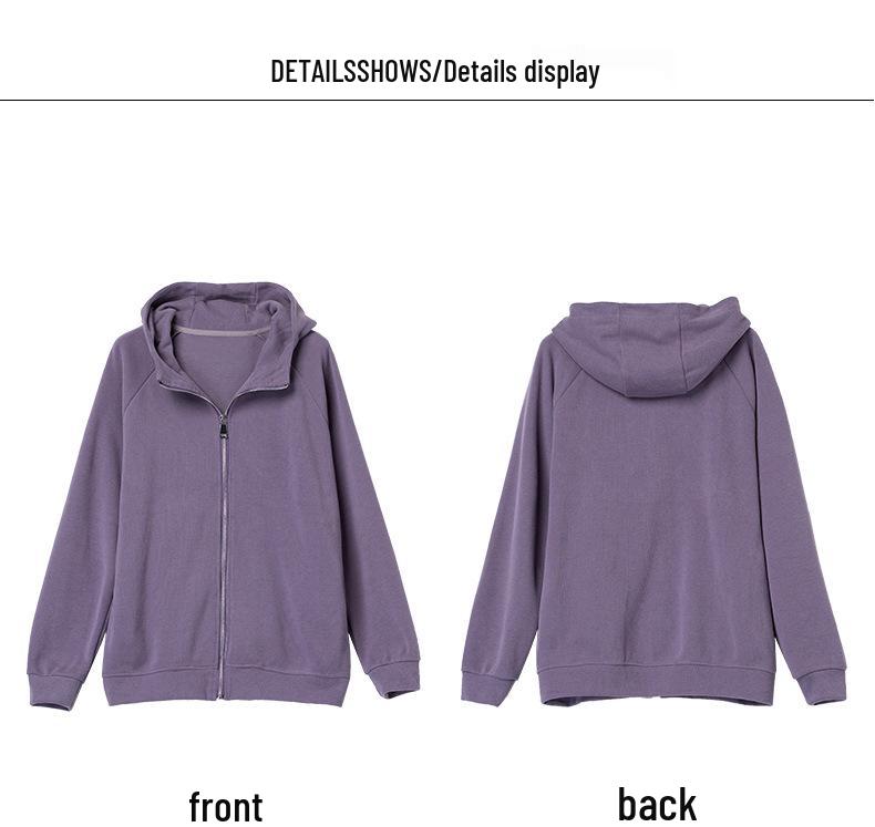 Women's Plus Size Hooded Sweatshirt - Spring/Autumn Medium-Aged Mother Loose Zipper Top with Velvet Lining