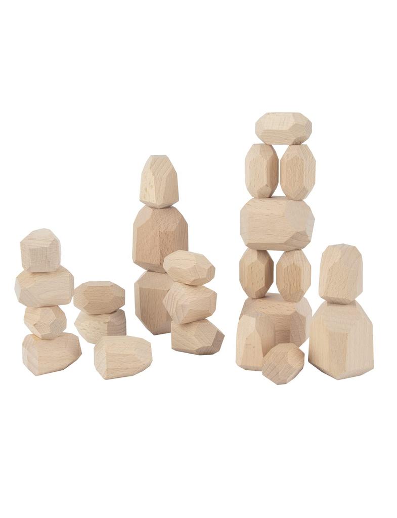 Homraku Wooden Balance Game Board Game 3D Puzzle Stone-Shaped Blocks Stacking Blocks Domino Blocks Table Game Fun for All Ages (Plain)