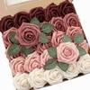 25PCS Gradiet Color Artificial Rose Flowers Flexible Wire Stems Realistic Flowers  Party Decoration
