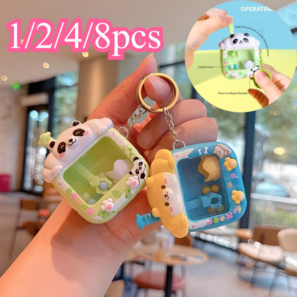 1~8PCS Claw Machine Shape Keychain On The Phone Cute Small Key Chain Bag Pendant Playable Toy Children Christmas Birthday Gifts
