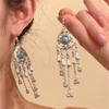 New Chinese style imitation turquoise ethnic style earrings women's niche fringed earrings fashionable versatile style earrings