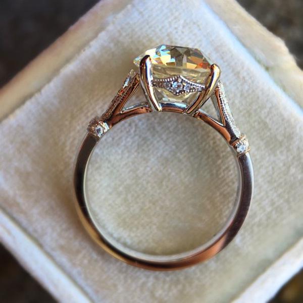 Art Style Round Super Flash Diamond Ring Jewelry