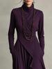 2025 European Women's Solid Color Long Sleeve Turtleneck Maxi Dress