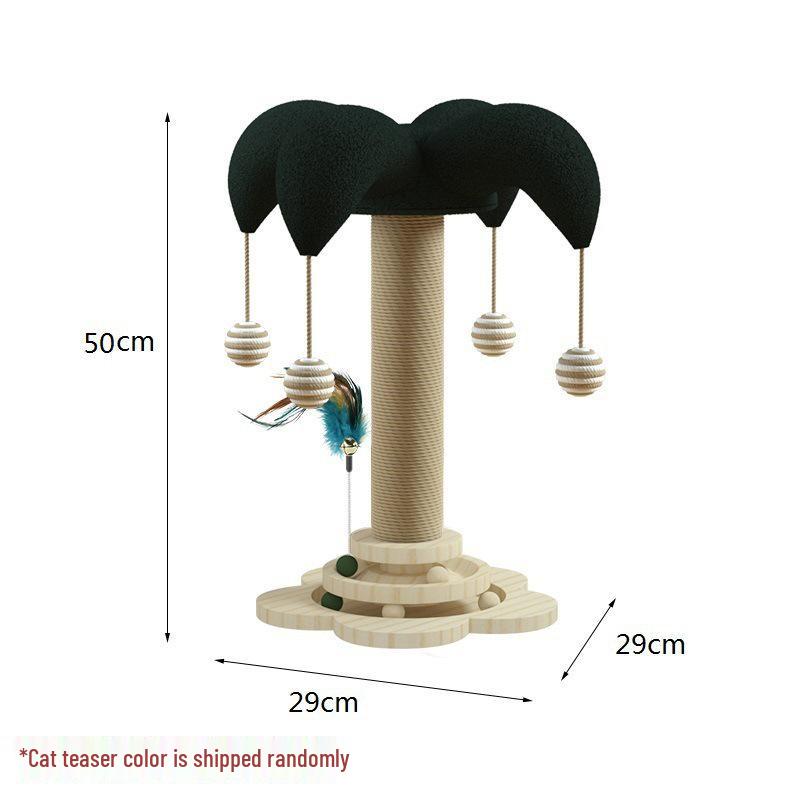 Sisal Cat Scratching Post & Tree with Elevated Board and Solid Wood Base