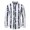 Autumn Men'S Vertical Stripe Long Sleeve Shirt Fashion Multi-Color Button-Neck Business Casual Shirt