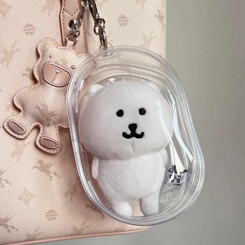 cute Self Mocking Bear Plush Keychain Cute Hanging Ornament Kawaii Cartoon Doll For Bags Backpack Car Keys Funny Gift Idea
