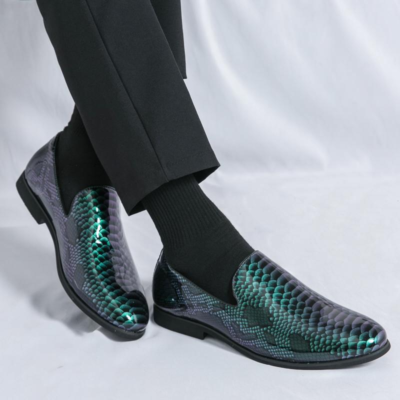 Herren Slipper mit flachem Boden, bequem und lässig im Design, Party und Büro 38-46 Übergröße Lederschuhe Neu