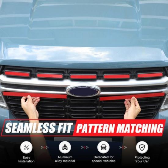 Steel Red Front Bumper Grille Panel Cover Kit For Ford Maverick -2024