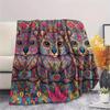 1PC Psychedelic Totems Print Flannel Blanket, High Quality Comfortable for All Seasons, Home Decor, Warmth and Comfort, Perfect for Christmas Gifts
