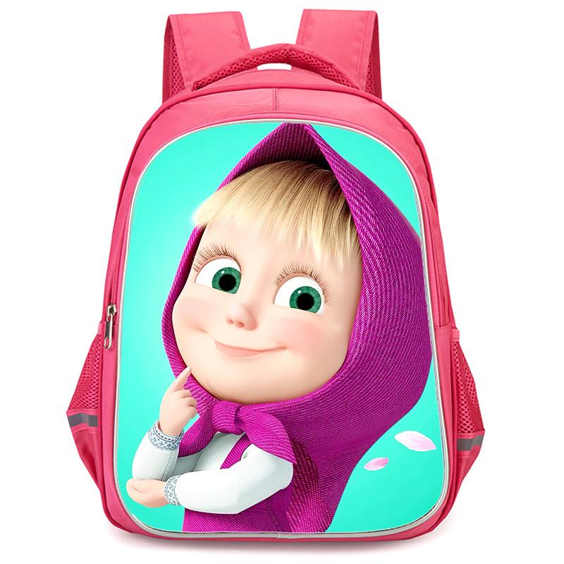 Masha And Bear School Bag Elementary School Cartoon High Definition Printing Large Capacity Zipper Oxford Lightweight Ridge Backpack