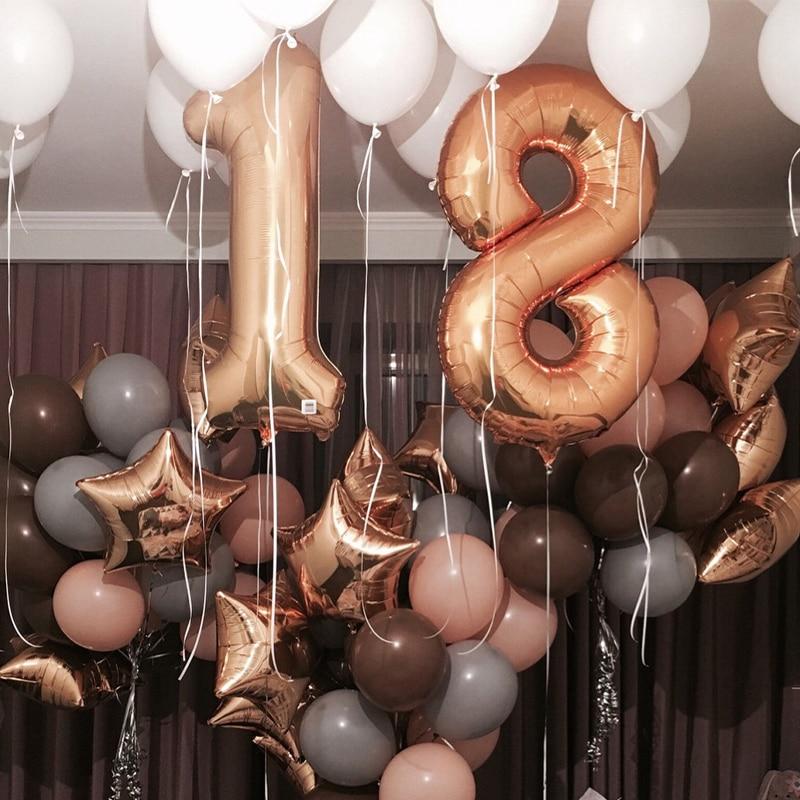 21 Inch Small Number Balloons 0 9 Wedding Wedding Room Baby Birthday Party Decoratio Aluminum Foil Rose Gold Balloon Set
