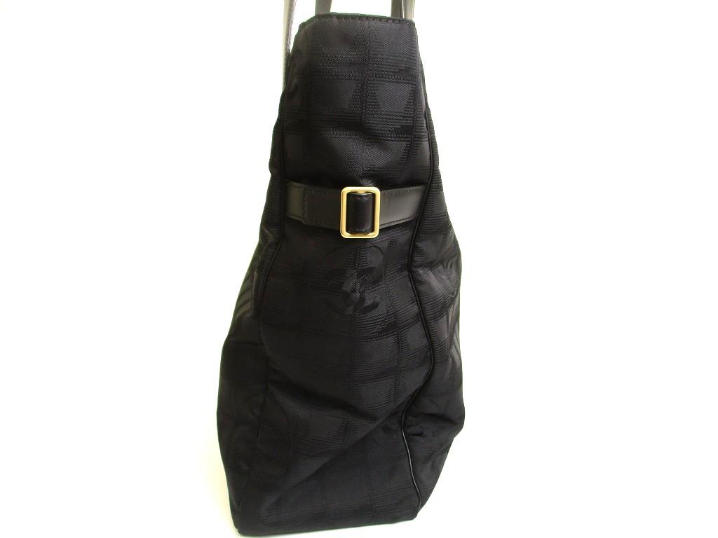 Authentic CHANEL New Travel Black Nylon Leather Tote Bag Hand Bag Shoppers Bag #a958  Refurbished