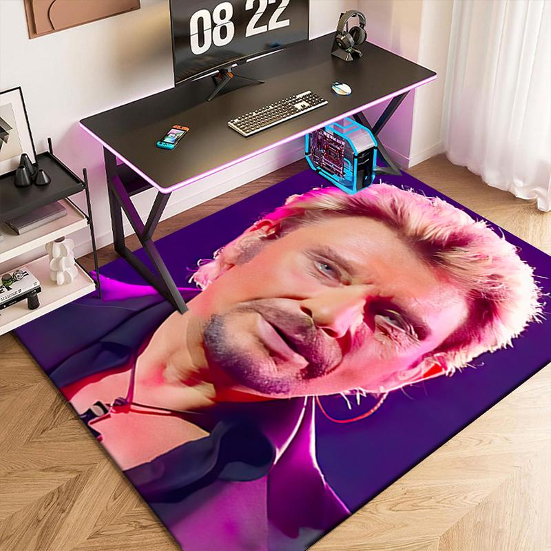 1pc French rock legend Johnny Hallyday Carpet Rug for Living Room Bedroom Home Sofa Decoration,Kids play Non-slip Floor Mat