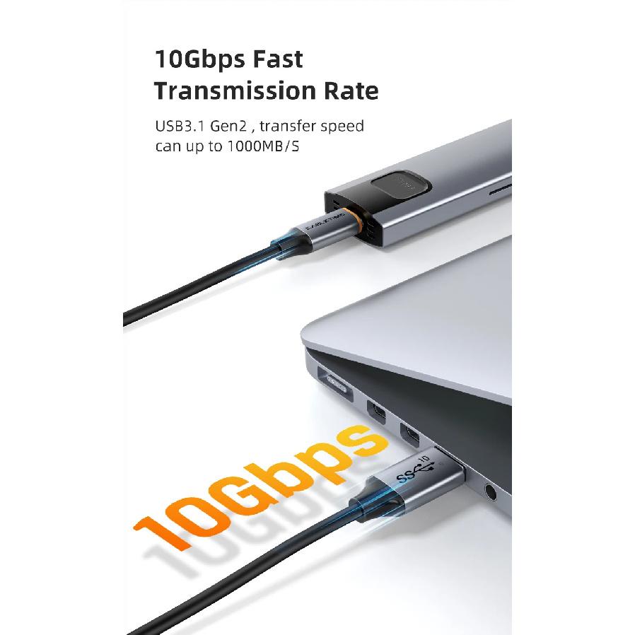 CABLETIME USB A to USB C Cable 10Gbps 3A USB 3.2 Cable 60W QC 3.0 Data Transfer for SSD Enclosure Phone Charging Data Sync