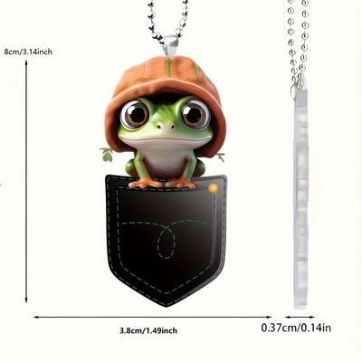 2D Acryl Süßer Frosch in der Tasche, Dekorianhänger für den Rückspiegel im Auto, Schlüsselanhänger für die Tasche Cooler Anhänger, Kleines Geschenk