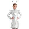Süßes Alien-Cosplay-Kostüm für Mädchen, 2-teiliges Set, Halloween-Weltraumkleid mit Haarreif, Auftritts-Party-Outfit