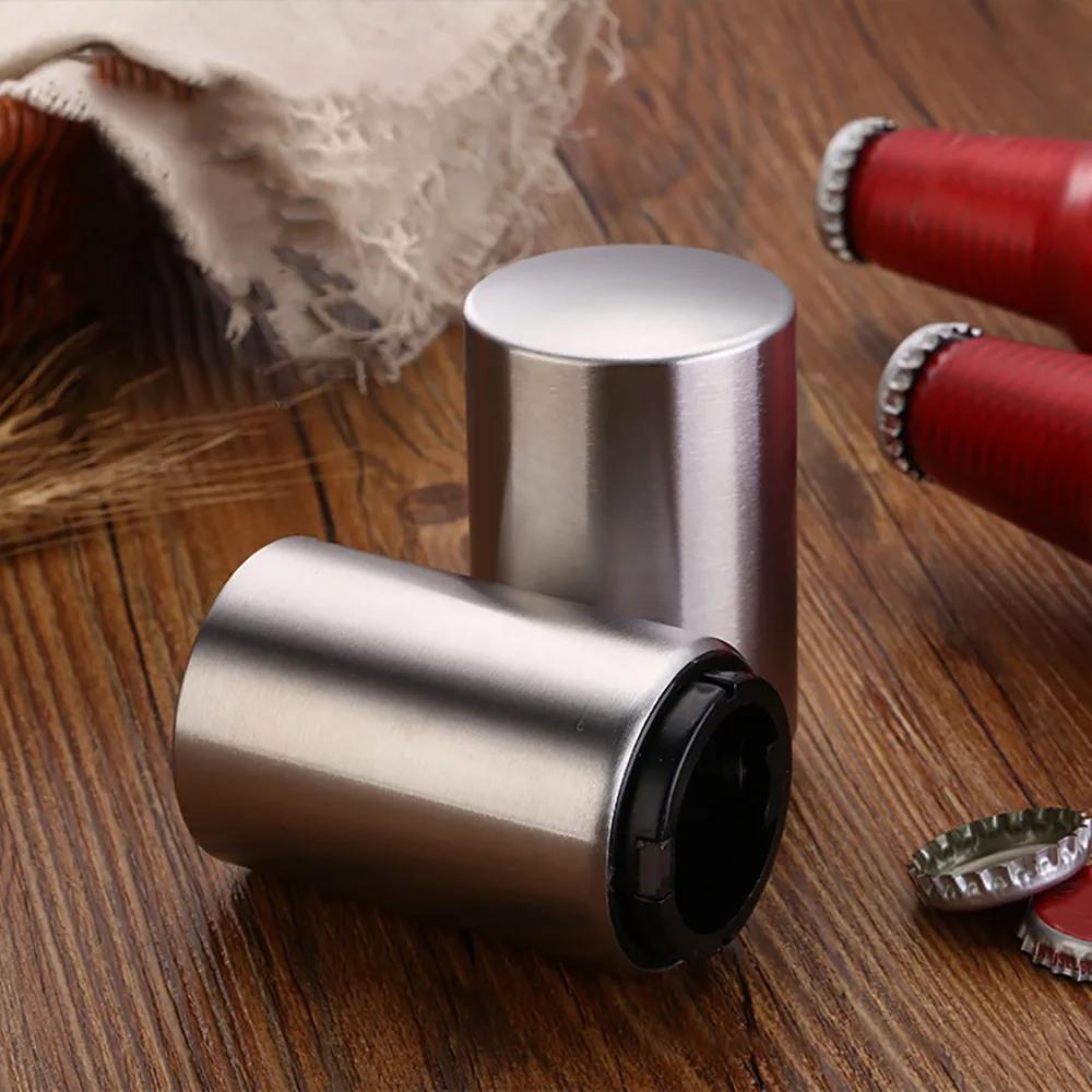 Automatic Beer Bottle Opener Magnetic Beer Cap Opener Stainless Steel Push Down Soda Wine Opener Party Bar Tools Kitchen Gadgets