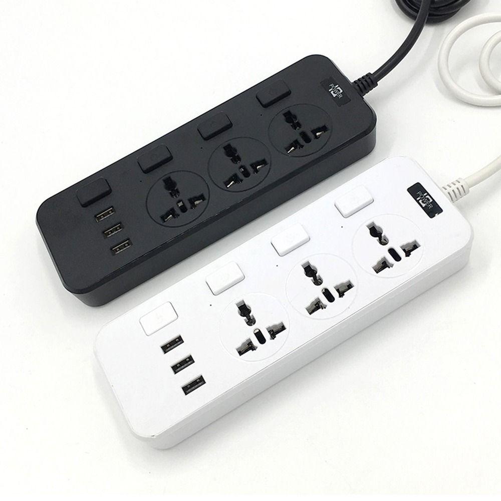 Universal Power Strips 2500W Flat Outlet Extender Cord Durable Electric Plug Socket  Home