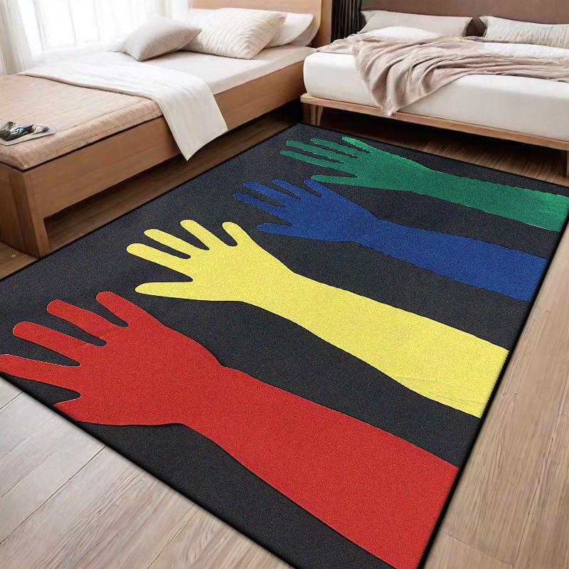 Modern Abstract Palm Pattern Living Room Carpet Light Luxury Decoration Sofa Bedside Soft Rug Bedroom Fluffy Plush Mat Non-slip