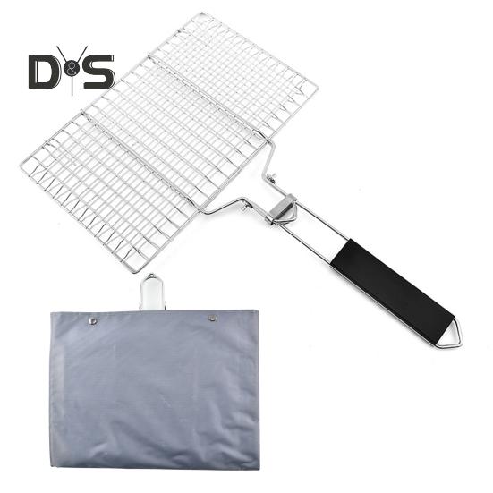 

Сетка для гриля из нержавеющей стали, антипригарный коврик для гриля, устойчивый к ржавчине, инструмент для мяса, овощей, рыбы L