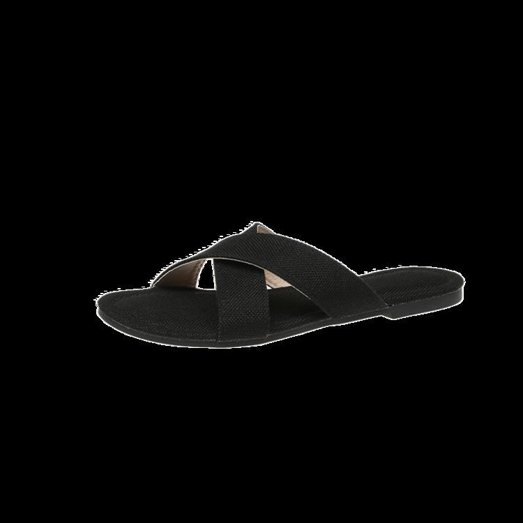 European and American Foreign Trade Spring and Summer Large Size Women's Slippers Fashionable and Comfortable Flat Heel One-word Cool Slippers Women