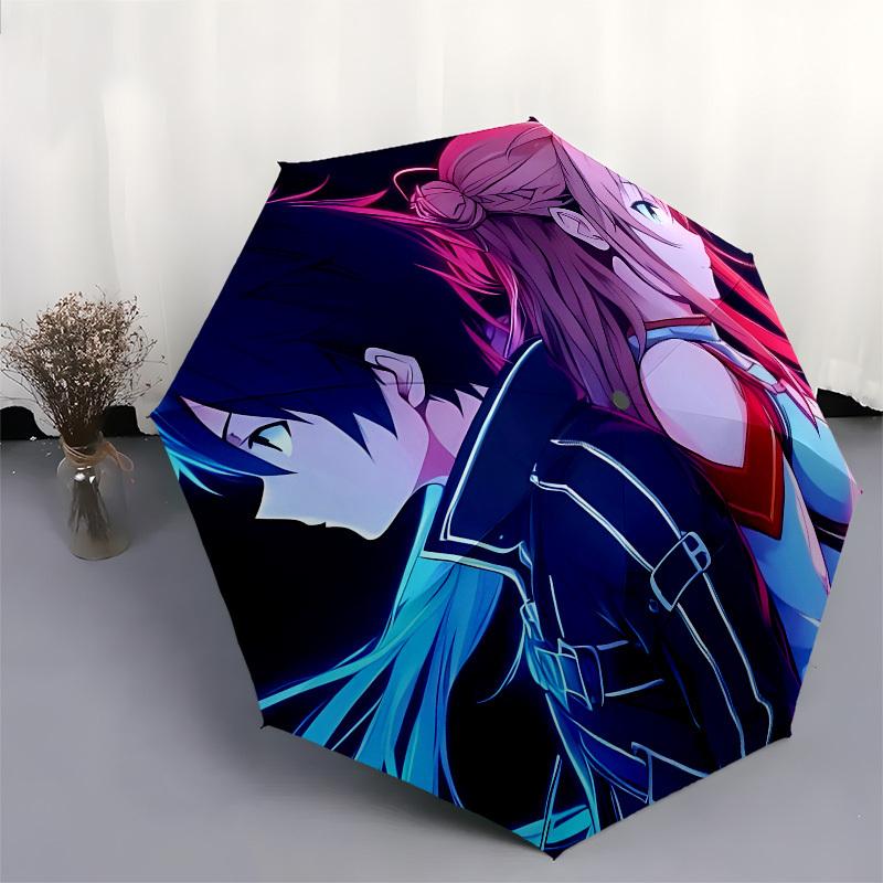 Anime Couple Yin Yang Symbolism Automatic Opening and Closing, 8 rib Structure Portable Umbrella, Suitable for Men and Women in All Seasons