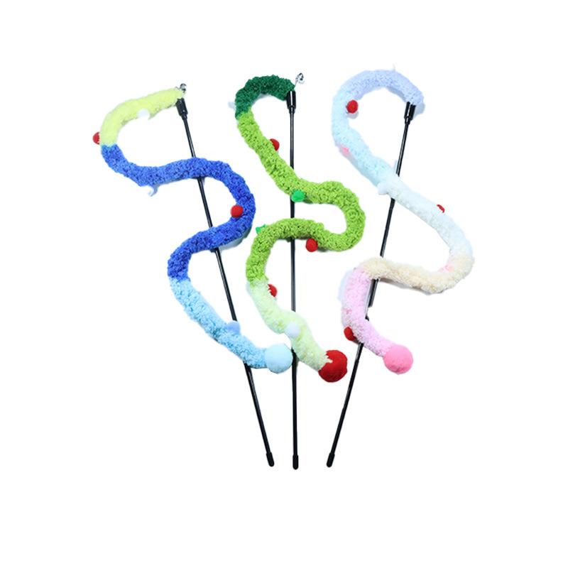 New Pet Products Colorful Plush Strips Funny Cat Stick Cat Toy Bell Decompression Interactive Cat Toy