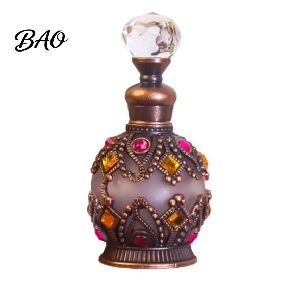 Empty Scent Container 15ML Vintage Luxury Refillable Perfume Bottle, Essential Oil & Fragrance Glass 15ml Bottle Dubai Arabian Style for Travel