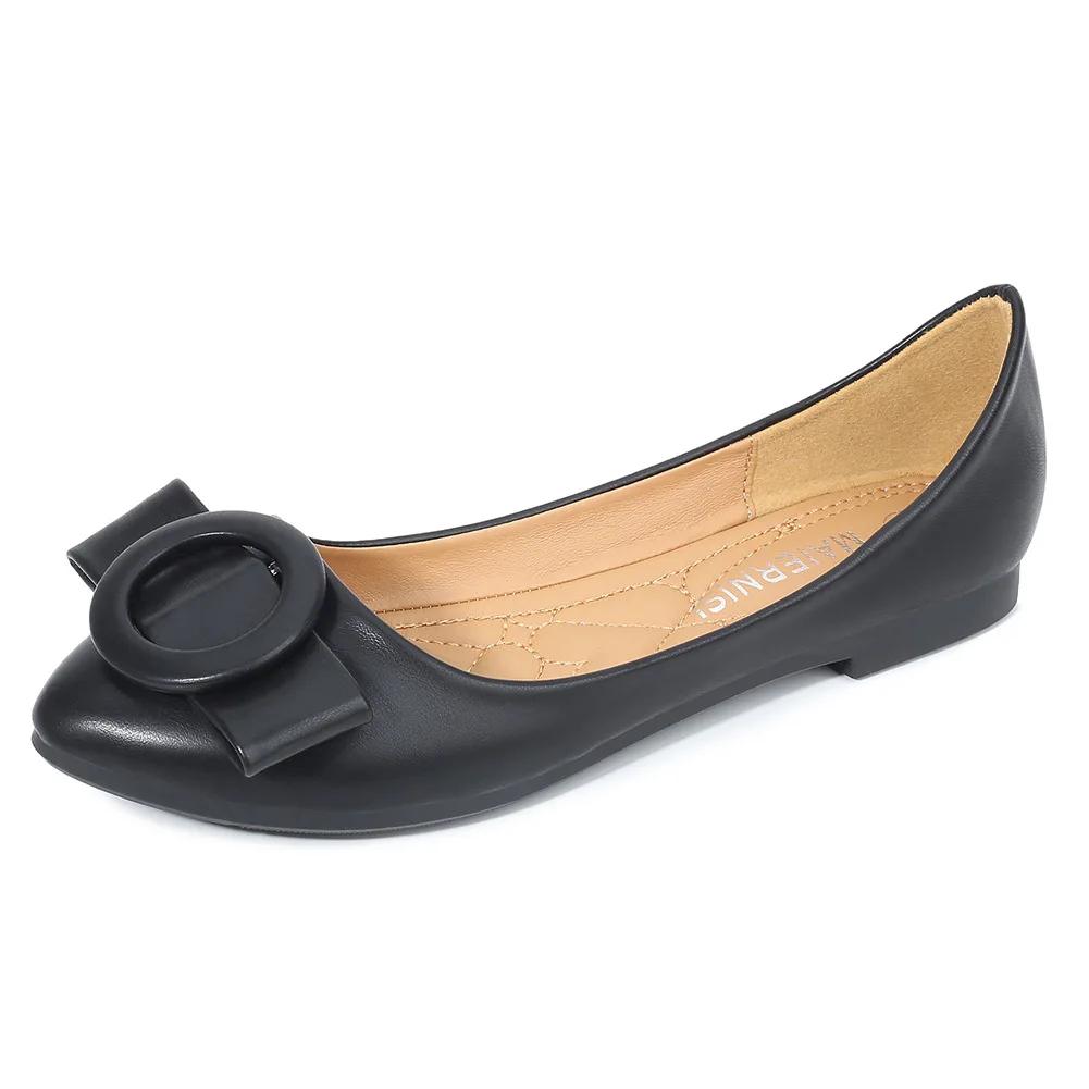 Fashion Large Size 46 Fashionable Bean Shoes for Women's Casual Lightweight, One Foot Shallow Mouth Pointed Flat Shoes Zapatos De Mujer