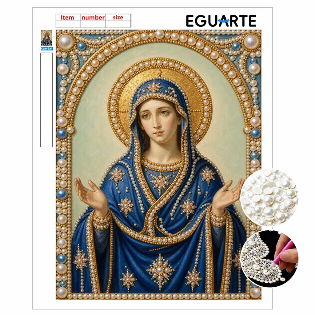 DIY 3D Pearl Diamond Painting Art Set Virgin Mary Religious Home Decor Art Set Wall Art