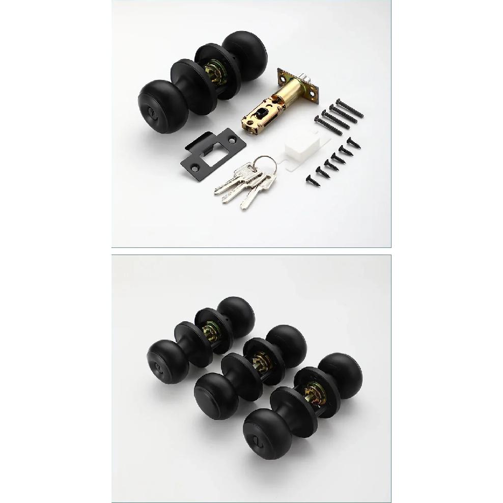 Stainless Steel Spherical Handle Lock Entrance Passage Keyless Door Lock Black Bathroom Door Lock Indoor Hardware Lockset