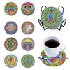 6PCS DIY Diamond Painting Coaster Sunset Beach Rhinestones Mandala Drink Cup Cushion Non-slip Table Insulation Pad Home Decor