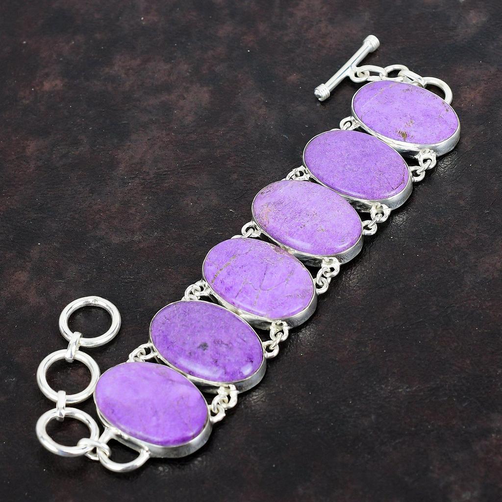 Purpurite Bracelet Gemstone Bracelet Antique Jewelry 925 Sterling Silver Bracelet Adjustable Chain Bracelet Handmade Jewelry Gifts for Wife
