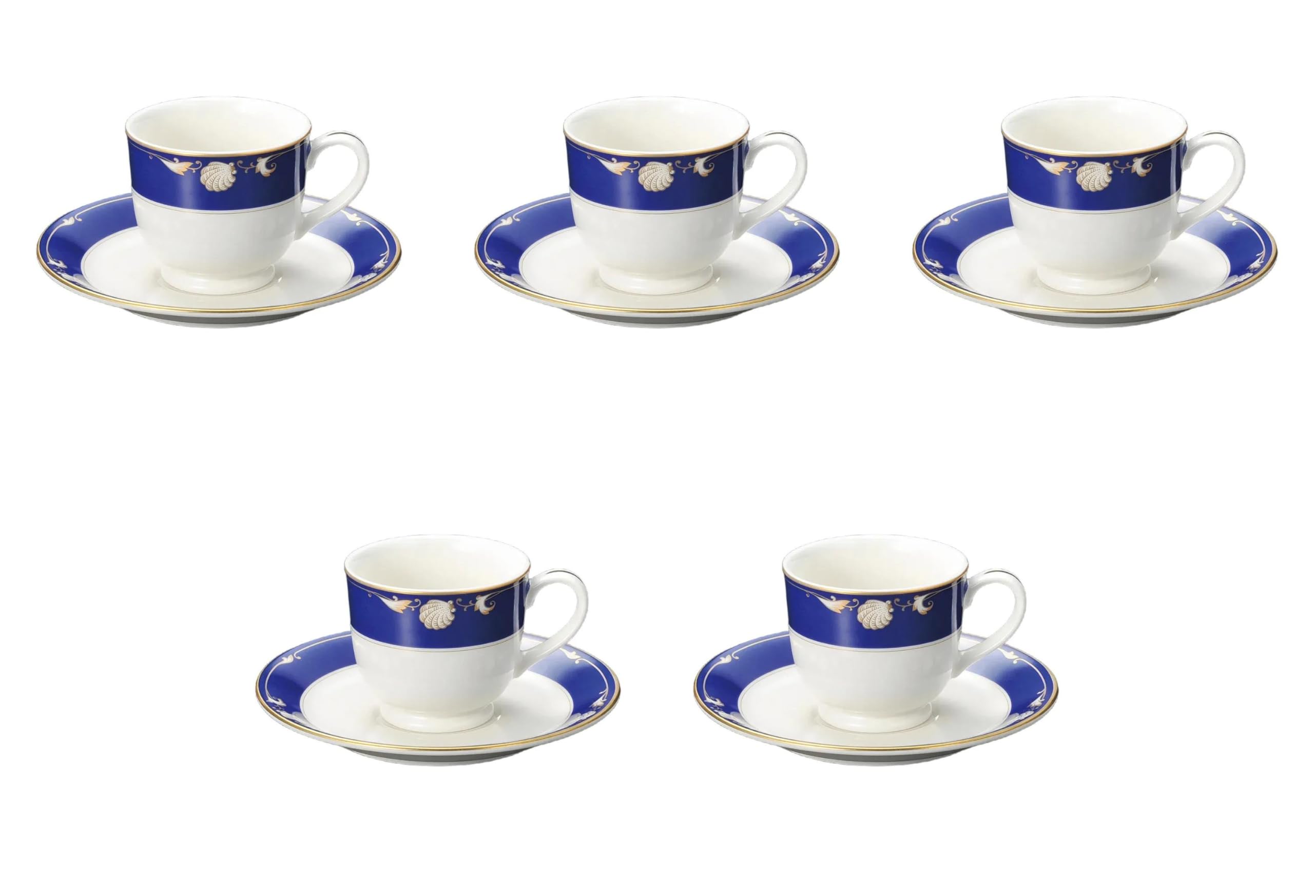 

Set of 5 NB Royal Shell Coffee Cups x Cups Saucers by Setomonohonpo [8 6.8cm, 180cc] &