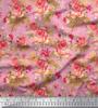 Soimoi Japan Crepe Satin Stoff Sjekk, Blader & Rose Blomstertrykk Sy Stoff meter 42 tommer