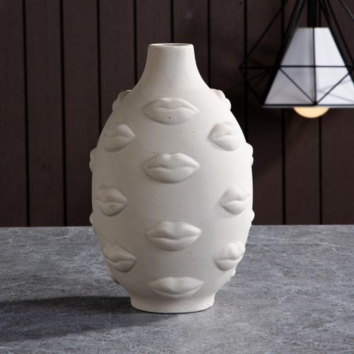 Nordische Keramik-Gesichtsvase Modernes Wohnzimmer Lippenblume Leichter Luxus Ausdruck Halbes Gesicht Dekoration Heimdekorationszubehör