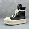NEW 2025  Men Motorcycle Boots Platform Leather Luxury Trainers High Top Sneakers Lace Up Zip Autumn Black Designer Shoes
