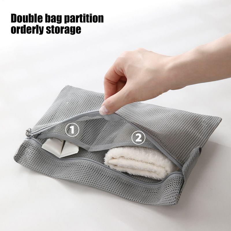 Mesh Zipper Bags Mesh Wash Bag Multi-functional Organizer Portable Toiletry Tote For Stationery Cosmetics Toiletries Home Dorm