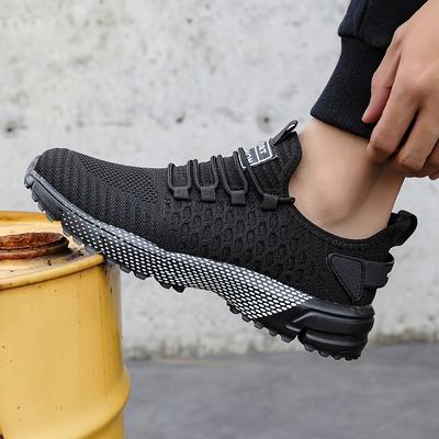Tênis de Corrida Masculino Suporte de Arco Absorção de Choque Respirabilidade Moda Malha Preto Leve Multifuncional Tênis Esportivo